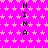 A static image with a bright pink background patterned with light pink stars, featuring vertical black text "HINA" repeated in three