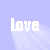 A static image with repeated white 'love' text on a light purple background featuring faint wing-like patterns.