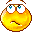 Pixelated yellow circular face with blue eyes and brown eyebrows showing three distinct mouth expressions across a
