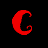 A contact sheet of seven distinct animated frames showing a stylized letter C in various colors and styles against a black background with a gray transparency indicator at the bottom right.