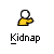 Animated sequence showing a yellow figure being placed into and exiting white vans, with text 'Kidnap' below each frame.