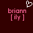Dark red background with pink text 'briann' and '[ily]' below it, a white pixelated heart symbol above the left instance of 'briann'.