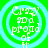 Green background with four identical circular cyan rings containing white text reading 'Cj' 9D o prodd Of ft', each ring has a subtle animation effect.