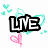 Animated icon with 'LIVE' text, pink heart, and cyan hearts on white background; transitions to 'LOVE' with rainbow heart and confetti on gray.