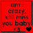 Red background with black text reading 'am i crazy, still miss you baby' and '<3', featuring a heart symbol that changes from solid to double in animation.