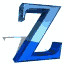 nine identical blue 3D letter Zs with gradient shading on a white background