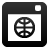 Black wireframe browser window icon with circular grid symbol inside white content area, featuring rounded corners and small square element in top-right corner.