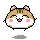 Four pixel-art hamster faces with brown and white fur, pink cheeks, and small ears arranged in a on gray background