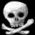 Pixelated skull and crossbones on black background, green text 'Original Icons .com' on solid green