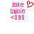 Pixelated pink text 'Jake Lajoie <399' on white background with red heart symbol above text in left view, no heart in right view.