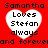 Red background with four white heart shapes containing text, each reading "Samantha Loves Stefan always and forever" in black pixelated font.