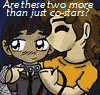 Pixelated comic strip with five showing characters discussing hidden relationships and fan curiosity