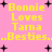 Yellow text on pink background with black starbursts, displaying 'Bonnie Loves Tama Besties...' in two identical sections.