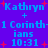 Blue pixelated text on purple background with red plus signs and stars, repeating 'Kathryn', '1 Corinthians 10:31', and 'ians' in two mirrored