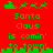 Red background with green pixelated text and symbols reading "Santa Claus is comin' to town!" in two identical , each containing a sleigh-and-reindeer icon above the text