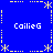 Blue background with yellow dashed lines forming a cross and star shapes at corners, four instances of white text "CaillieG" positioned around the center.