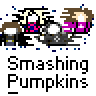 Animated contact sheet showing 12 frames of a Smashing Pumpkins-themed buddy icon with cartoon characters and star-shaped pumpkin graphics.