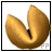 Animated golden fortune cookie with text overlay changing from empty to "YOU SUCK" across frames.