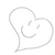 Two heart-shaped outlines with smiling faces, one showing closed eyes and the other open mouth; a colorful 'Love' text graphic below.
