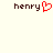 Pixelated text 'henry' with a red heart symbol replacing the letter 'y', displayed twice on a light background.