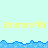 Yellow text 'Emmm<#3' repeated across a light blue background with pixelated wave borders, showing partial gray overlay on the right side.