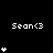 Static pixel art displays 'Sean<3' text with varying heart counts in a on black background