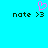 A cyan background displays two identical pixelated text phrases with a pink heart symbol above the left phrase.