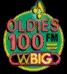 Two side-by-side circular icons display "OLDIES 100 FM" and "CW BIG" text with gradient backgrounds, one greenish-blue with a yellow top accent, the other golden-yellow.