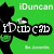 Green background with black silhouette of a character holding a sword, displaying changing text and symbols across frames.