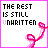 A 4x3 contact sheet of a pixelated animated icon showing the phrase "THE REST IS STILL UNWRITTEN" with pink decorative swirls, where each frame displays slight variations in text color and swirl position.