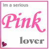 six identical square icons with pink borders, each displaying "Im a serious Pink lover" text and a small purple heart