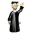 Animated sequence of a figure in black graduation gown and cap waving, with visible hand movement across frames.