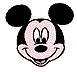Two pixelated Mickey Mouse head icons side-by-side on gray background, left with closed eyes and right with one eye open.