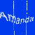 nine colored squares each displaying the name "Amanda" in white text with vertical pixel lines across them