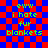 Pixelated text on a red and blue checkered background with green lettering, showing 'eww i hate fur blankets' in two identical