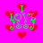 A vibrant pink background features red heart shapes and green text reading "I LOVE J&J" with a stylized design.