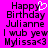 Pixelated birthday message with heart symbol on bright pink background, showing two states of animation.