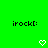 Green background with repeated 'irock:' text and white heart icons in a , some hearts showing pixelated animation frames