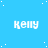 A static image with a bright blue background featuring scattered white dots and repeated 'kelly' text in pixelated white font across the