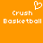 Pixelated orange background with white text reading "Crush Basketball" and a heart symbol above the left instance of "Crush".