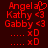 Red pixelated text on dark background lists names with heart and smiley symbols, showing animation where the top name's heart symbol changes from solid to outline.