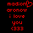 Red pixelated text on black background with 'macion' and heart symbol, 'aronow', 'i love you', '(333' in two identical side-by-side