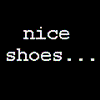 six showing shoes and text, with two pairs of sneakers and two text blocks on black backgrounds