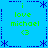 A static pixel art image with a bright blue background, displaying repeated text and symbols in green and dark blue pixels.