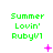 Green text "Summer Lovin' RubyV1" on white background with animated pink symbols changing across frames.