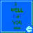 Blue square with green text "I WILL EAT YOU !!!!" and a white Pac-Man icon in the bottom-right corner, displayed as four identical