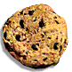 A chocolate chip cookie progresses from whole to partially eaten across four with scattered crumbs