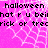 Pixelated pink background with white spiderweb pattern and black text reading "halloween what r u bein trick or tre" in three repeated sections.