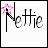 A 48x48 pixel animated buddy icon featuring the name "Nettie" with a star symbol changing position and color across frames, displayed in a contact sheet layout.