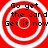 Red background with four white concentric circles, each containing black text reading "Go get the cand Get it now" in pixelated font.